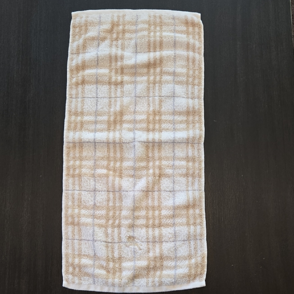 Burberry Tan and White Checkered Hand Towel